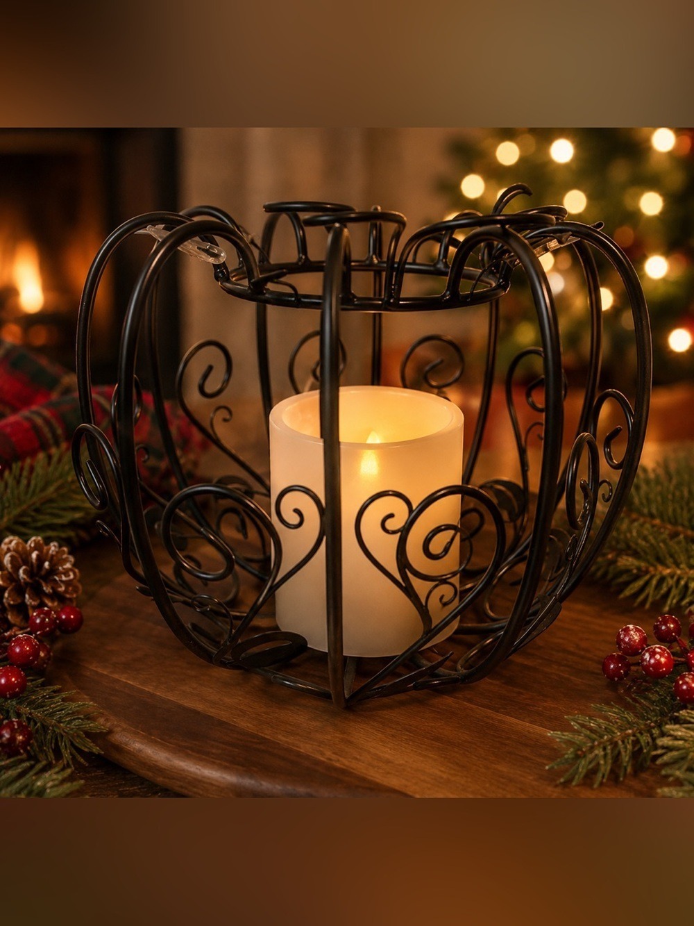Vintage PartyLite Wire Pumpkin Candle Holder Wrought Iron Halloween Autumn